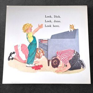 Look Dick Look Jane Vintage School Reader Art 1962 Dick and Jane Wall Print